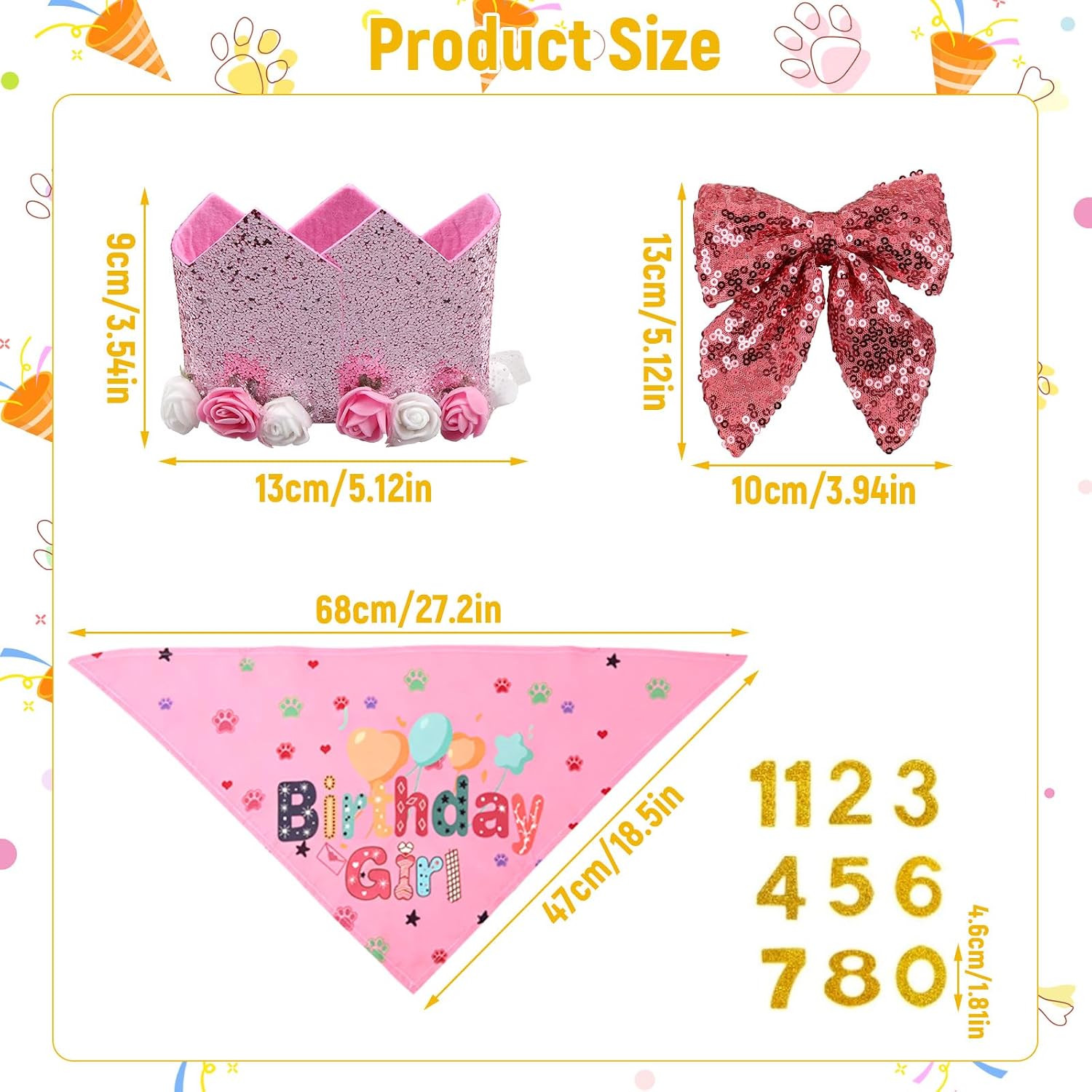 Thumbnail 2 de MINGBOLIN Dog Birthday Bundle: Bandana, Hat, Bowtie and Accessories