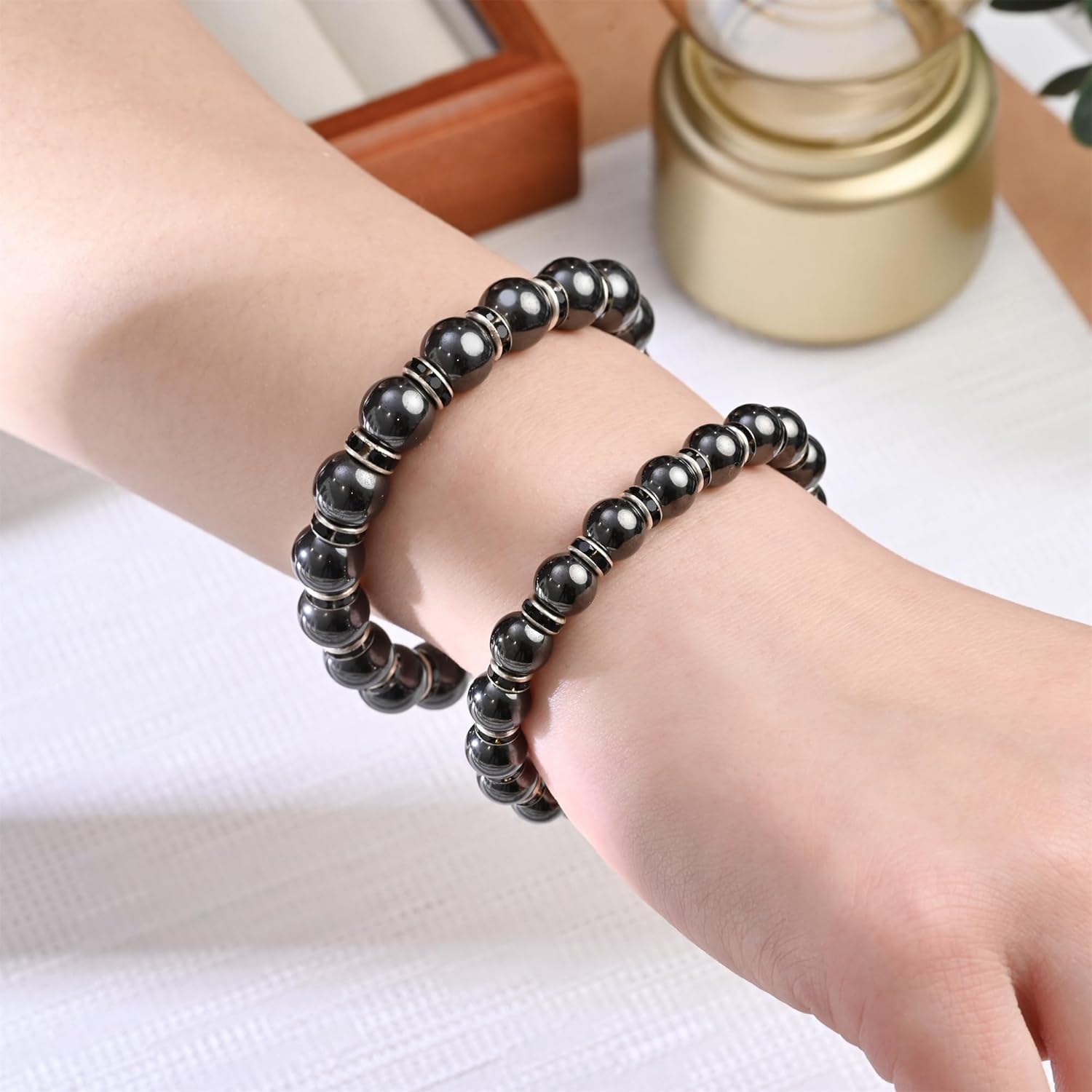 Thumbnail 4 de Apocalyptic-K Magnetic Hematite Bracelet, 6/8MM with Zirconia Rhinestones