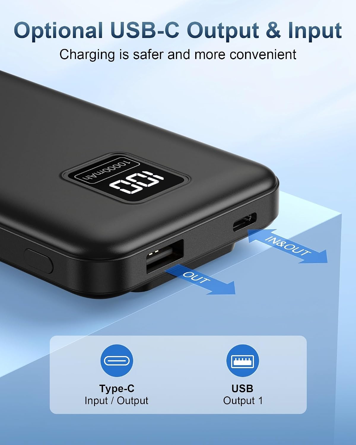 Detalle de AsperX Compact 10000mAh Power Bank with Built-in Cables: Portable, Safe and Ready for Daily Use