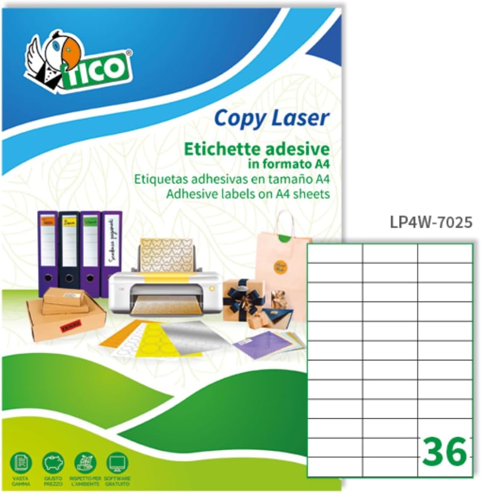 Thumbnail 6 de Tico Italia LP4W-5230: etichette adesive bianche A4 52x30mm, 100 fogli, 40 etichette per foglio