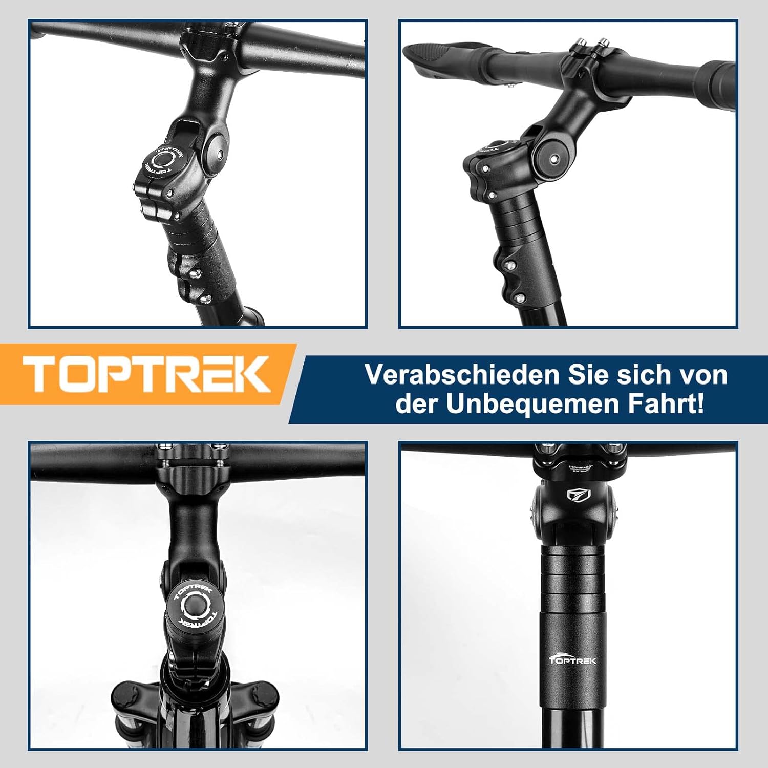 Thumbnail 4 de toptrek Lenkererhöhung Fahrrad (Vorbau 28,6 mm) für MTB, Rennrad & City – Höhenverstellung mit Spacern, 150 mm