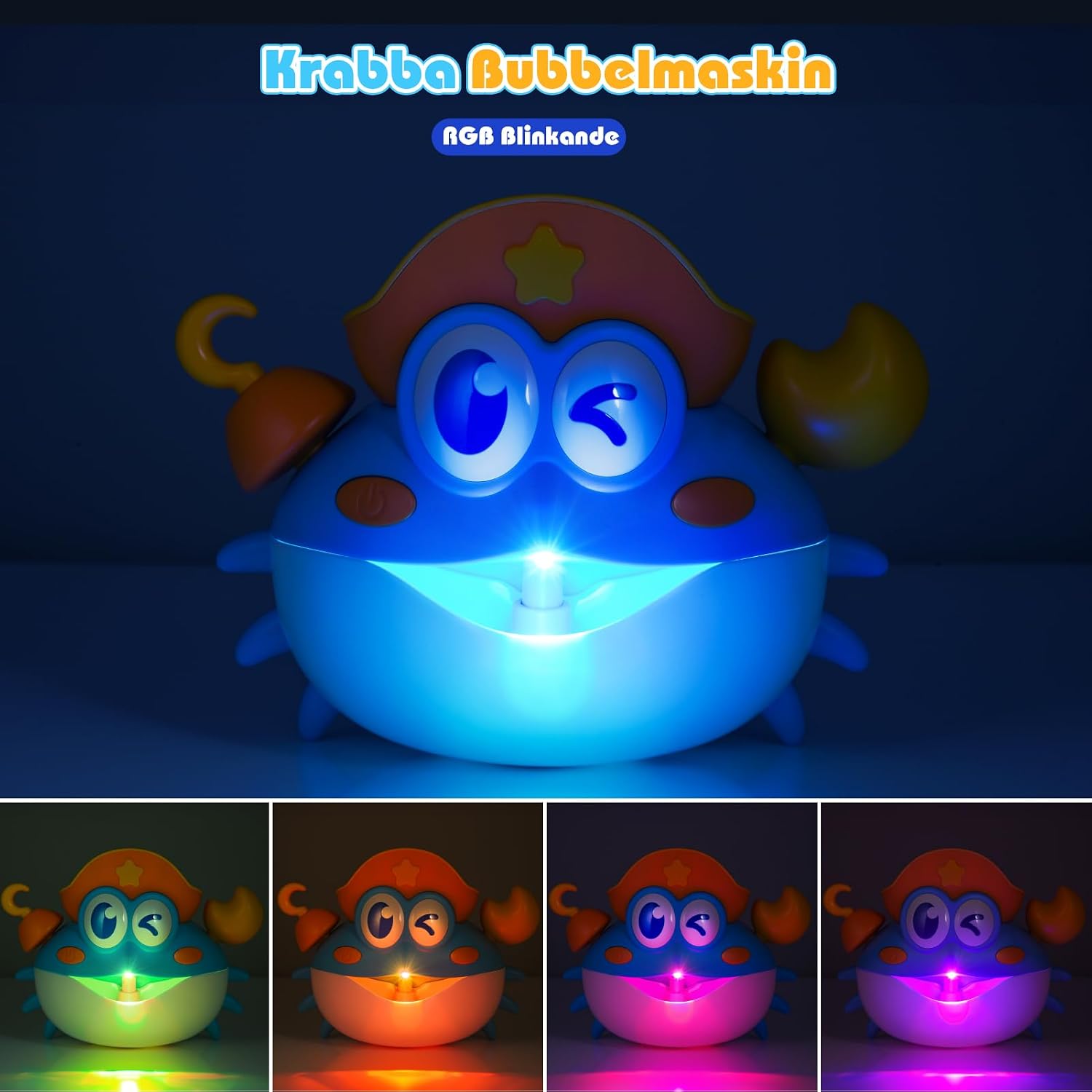 Thumbnail 1 de iKidiki bubbelkrabba för badkar med LED-ljus och bubblor