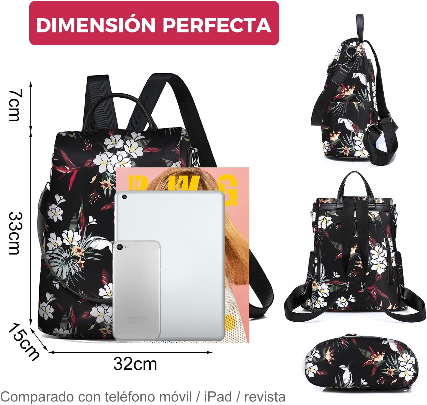 Detalle 2 de Fmeida Mochila Antirrobo Mujer 32x15x33 cm