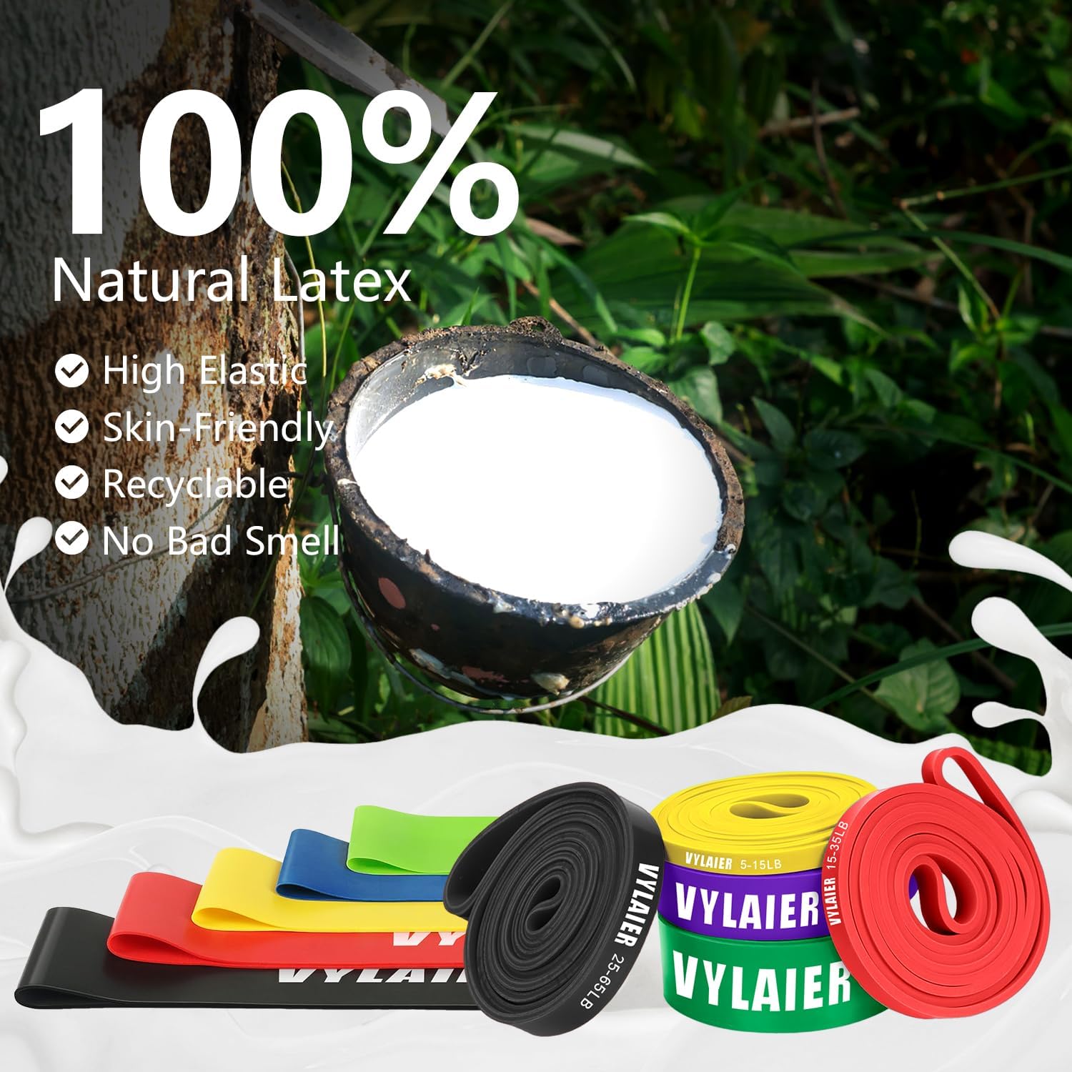 Detalle de Vylaier 16in1bands Resistance Band Set, Natural Latex, 5 Resistance Levels