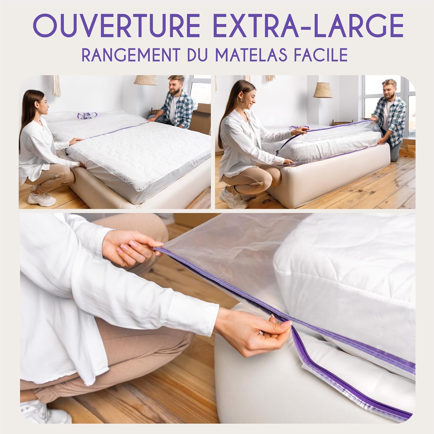 Thumbnail 4 de Dreamzie Housse de protection matelas 120x200 cm pour déménagement et stockage (jusqu’à 30 cm d’épaisseur) avec fermeture éclair