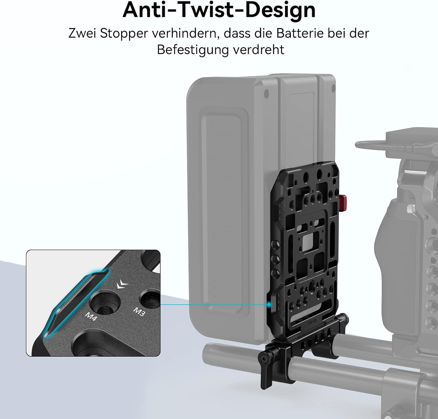 Thumbnail 5 de SmallRig V-Mount Batterieplatte mit Dual 15mm Rod Clamp – passend für viele V-Mount-Akkus (inkl. URSA mini)