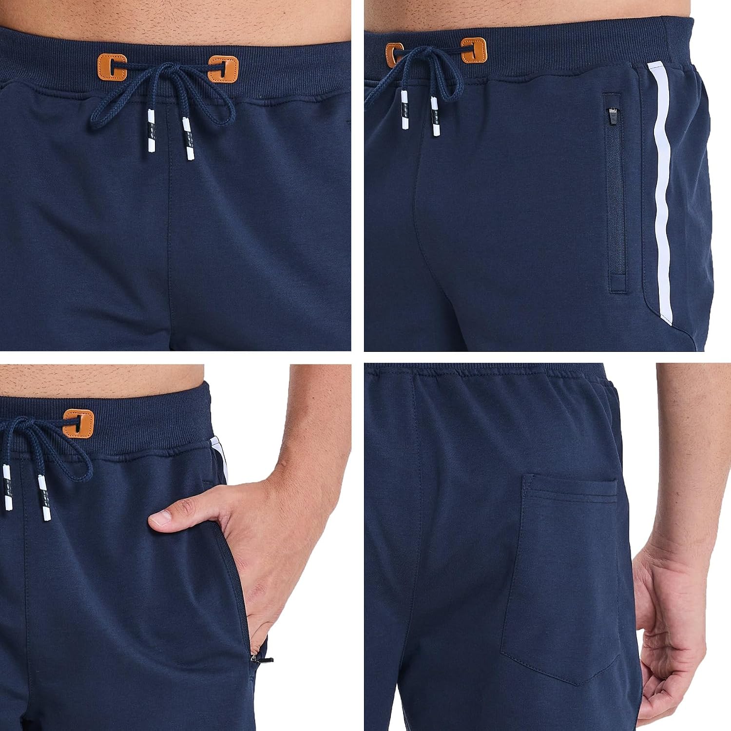 Detalle 2 de ZOXOZ Kurze Hosen Herren Shorts Sports Baumwolle mit Reißverschluss und elastischer Taille