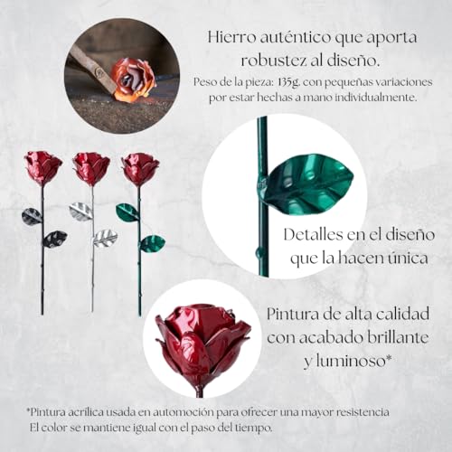 Thumbnail 3 de Forging Art Bcn Rosa Eterna de Hierro forjada a mano (Roja/Verde, sin base)