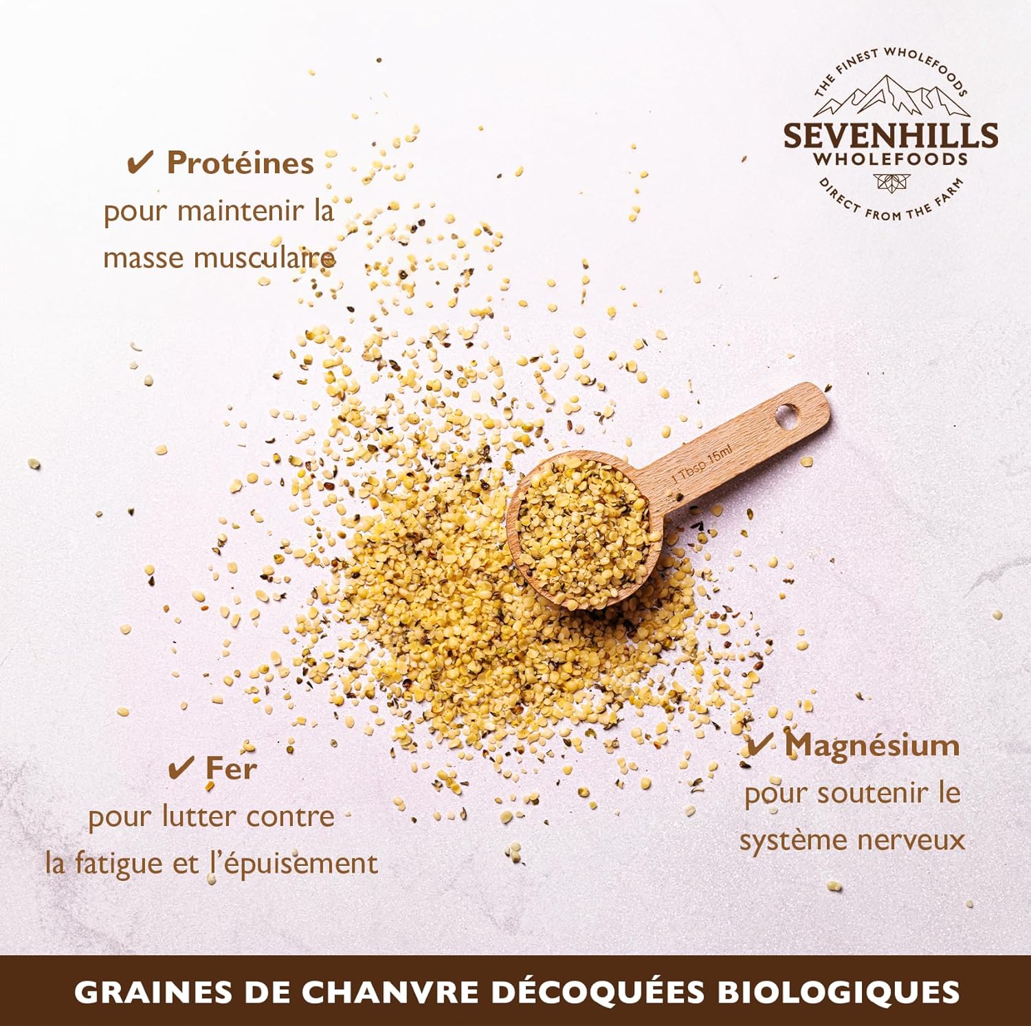 Detalle de Sevenhills Wholefoods Graines de Chanvre Cru Décortiquées Bio 1,8 kg