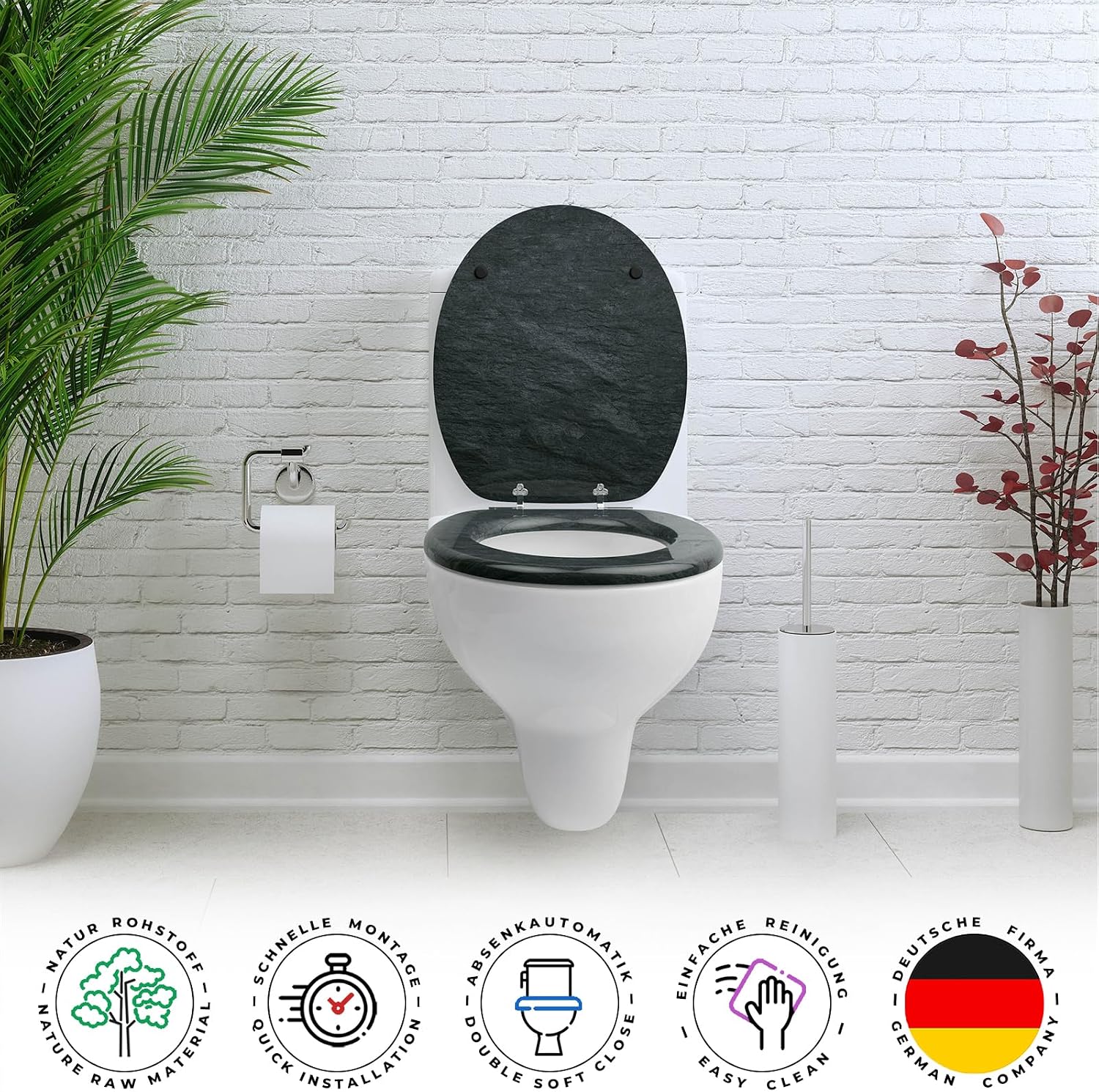 Detalle 2 de SANFINO Premium WC Sitz Granit mit Absenkautomatik đźš˝
