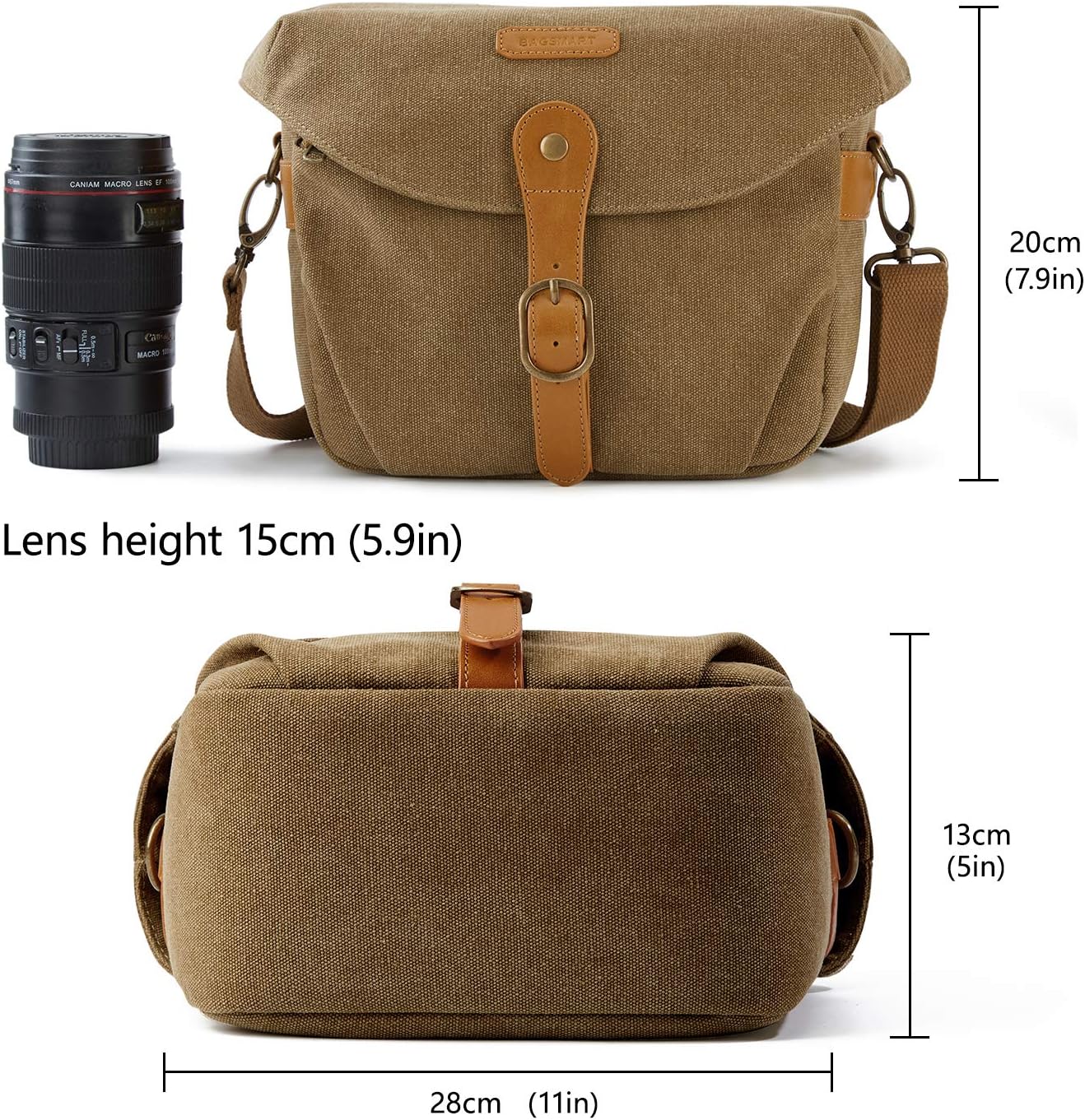 Thumbnail 1 de bagsmart Canvas Camera Bag for DSLR & Lenses with Rain Cover
