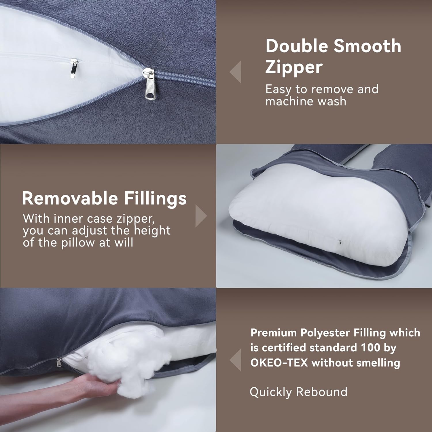Thumbnail 5 de PinkFroggie Pregnancy Pillow U‑Shape, Full‑Body Support