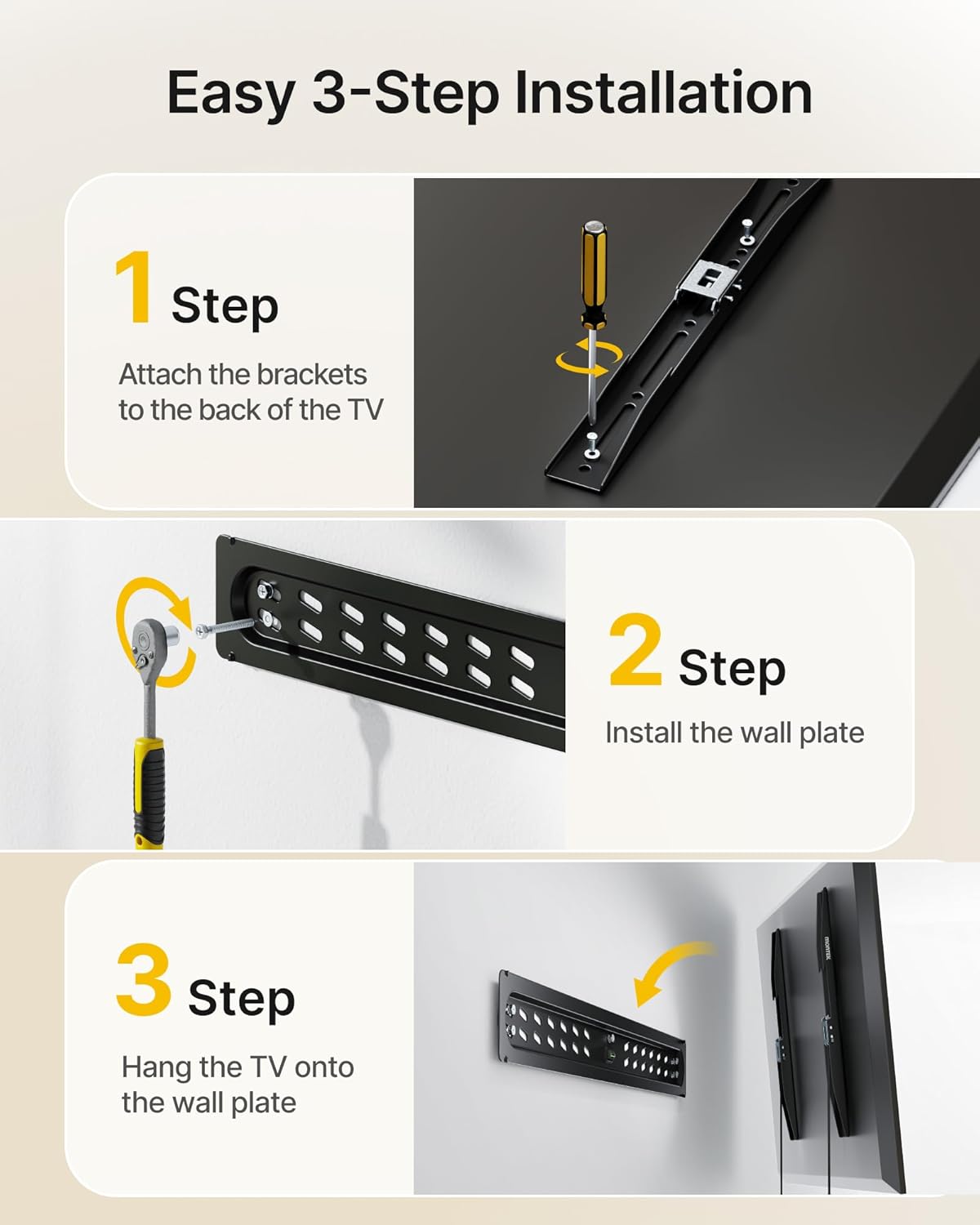 Detalle de monTEK Ultra Slim Fixed TV Wall Mount (0.95 in low-profile, for 43–95" TVs) up to 150 lbs