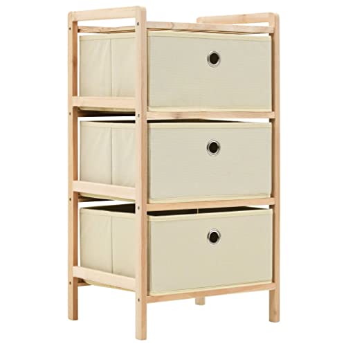 vidaXL Estantería de almacenaje con 3 cestas de tela y madera de cedro beige