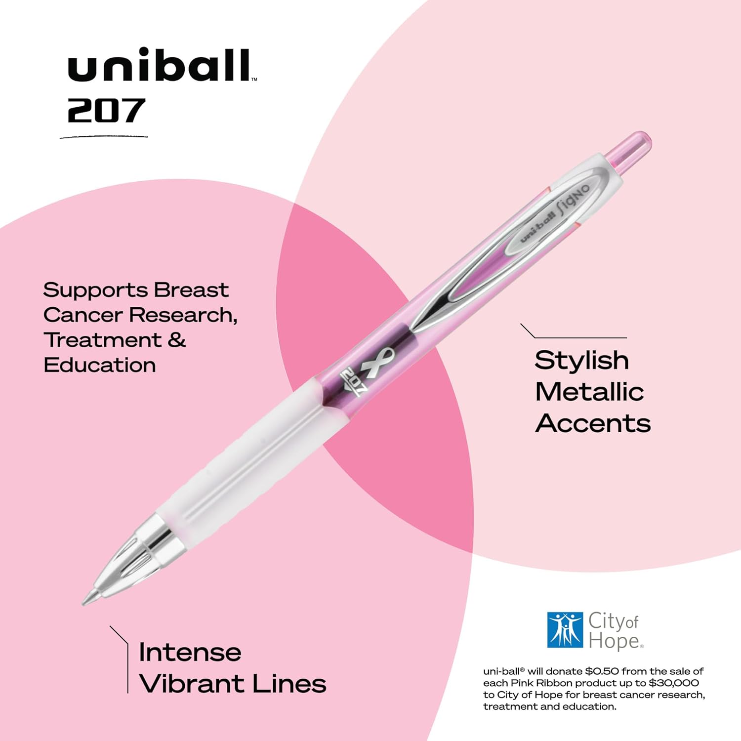 Thumbnail 2 de uniball 207 Pink Ribbon Retractable Gel Pens 0.7mm 🖊️