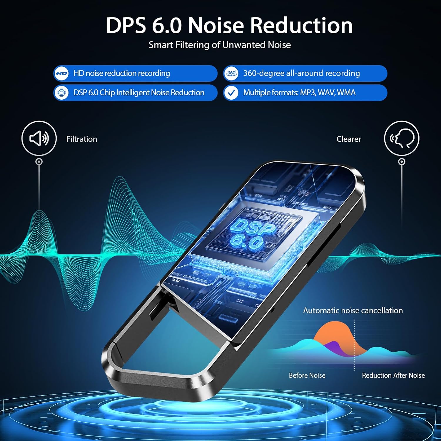 Detalle 2 de NekSide USB-02 Voice Recorder, 136GB, DSP 6.0 Noise Reduction & Playback