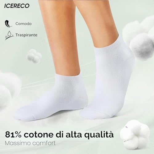 Detalle de IceReco 10 Paia Calze Corte da Uomo e Donna in Cotone Grigio – Comfort e Prestazioni Breathable