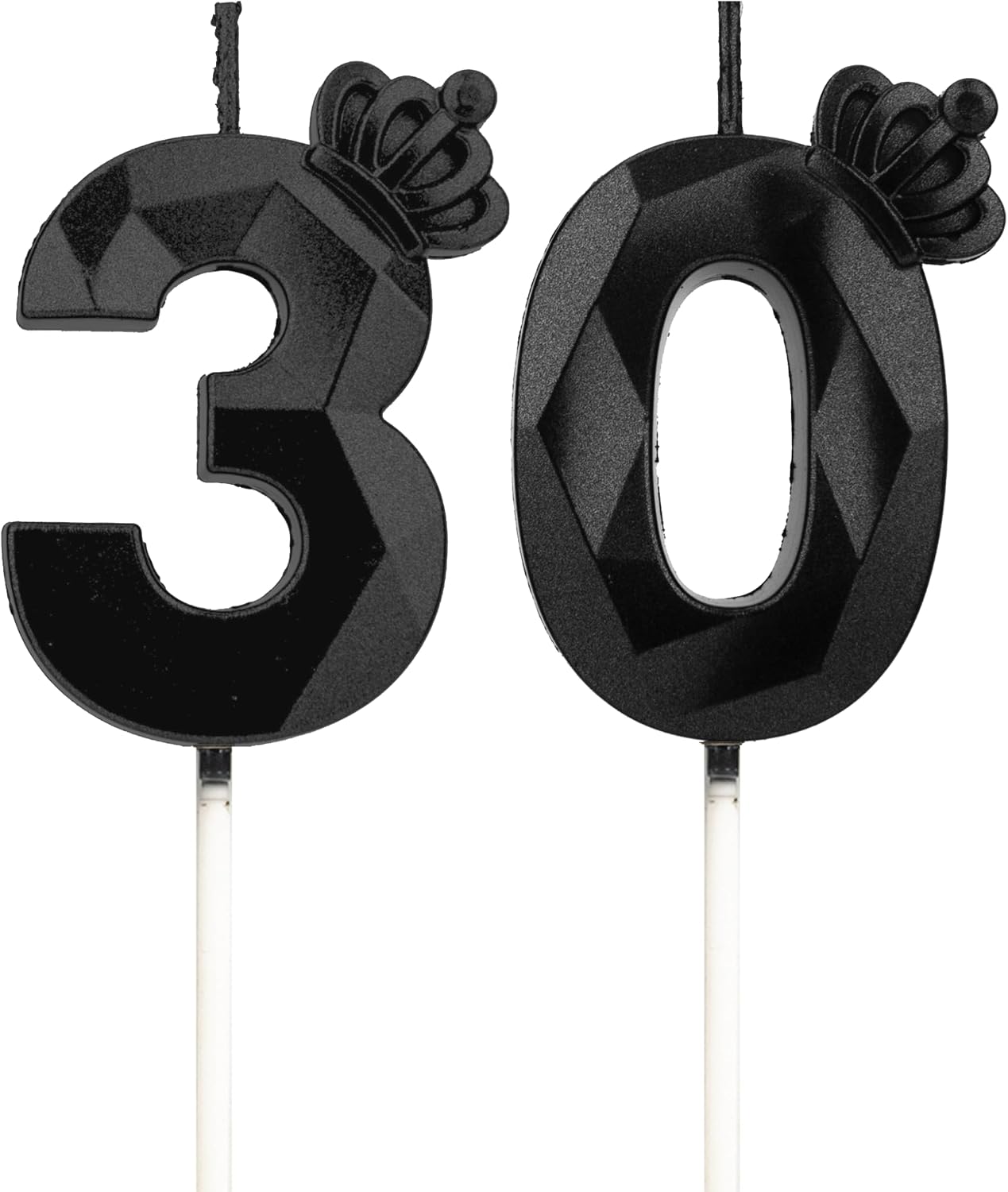Thumbnail 6 de Geburtstagskerzen Zahlen 60 mit Krone – 3D-Buchstabenkerzen, Blau, 2er-Pack