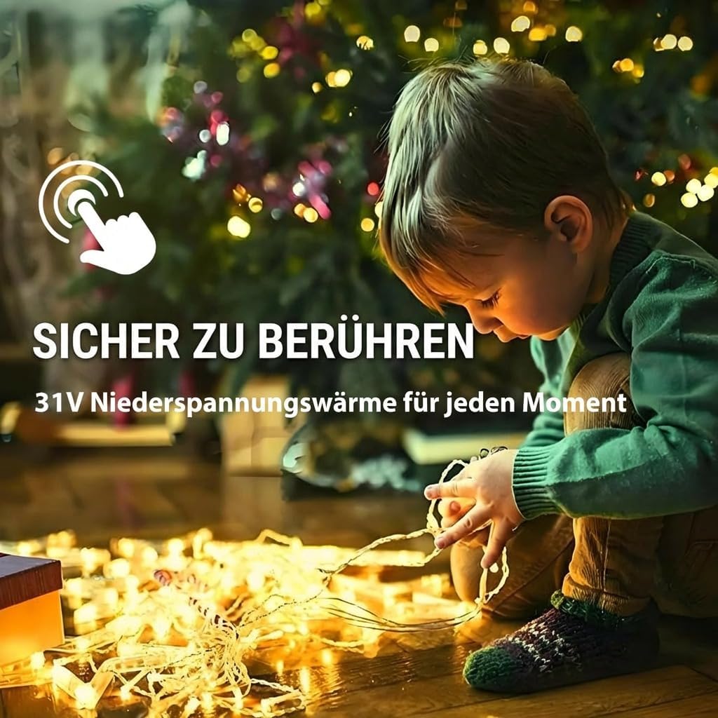 Detalle de XmasBokeh LED Lichterkette Außen 20 m (200 warmweiße LEDs) mit Fernbedienung & Timer