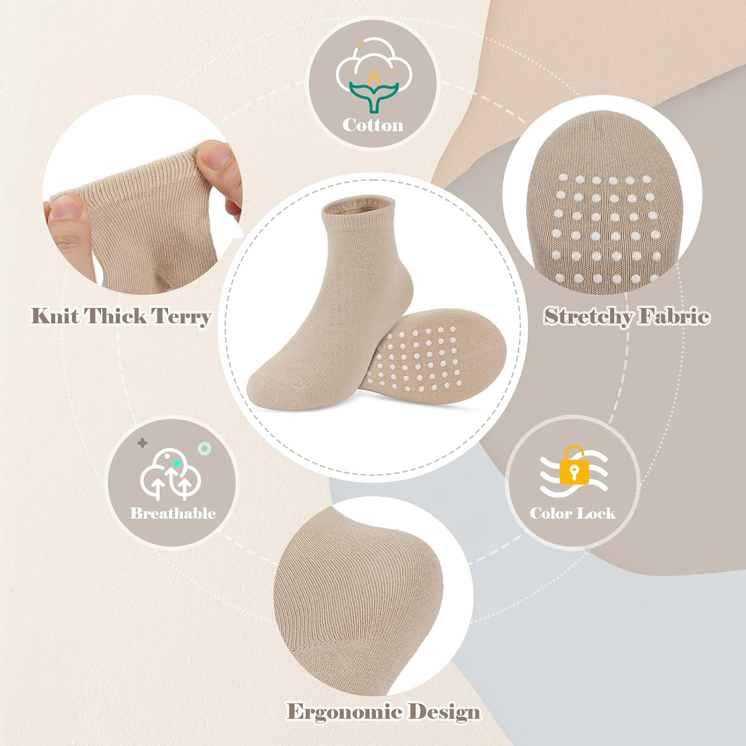 Thumbnail 6 de JAKIDAR 12-Pair Baby & Toddler Cotton Ankle Socks with Non-Slip Grips