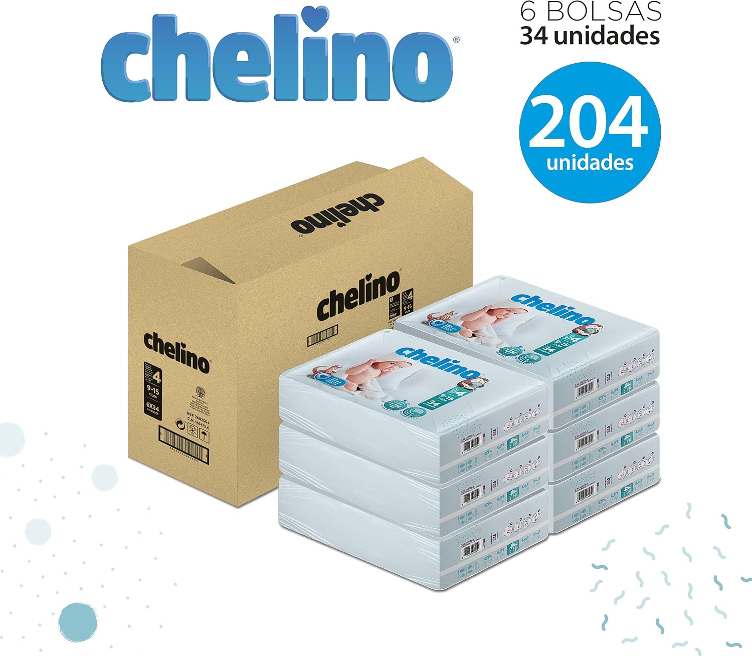 Thumbnail 5 de Chelino Pañal infantil Talla 4 Gateo (9-15 kg) – 204 pañales