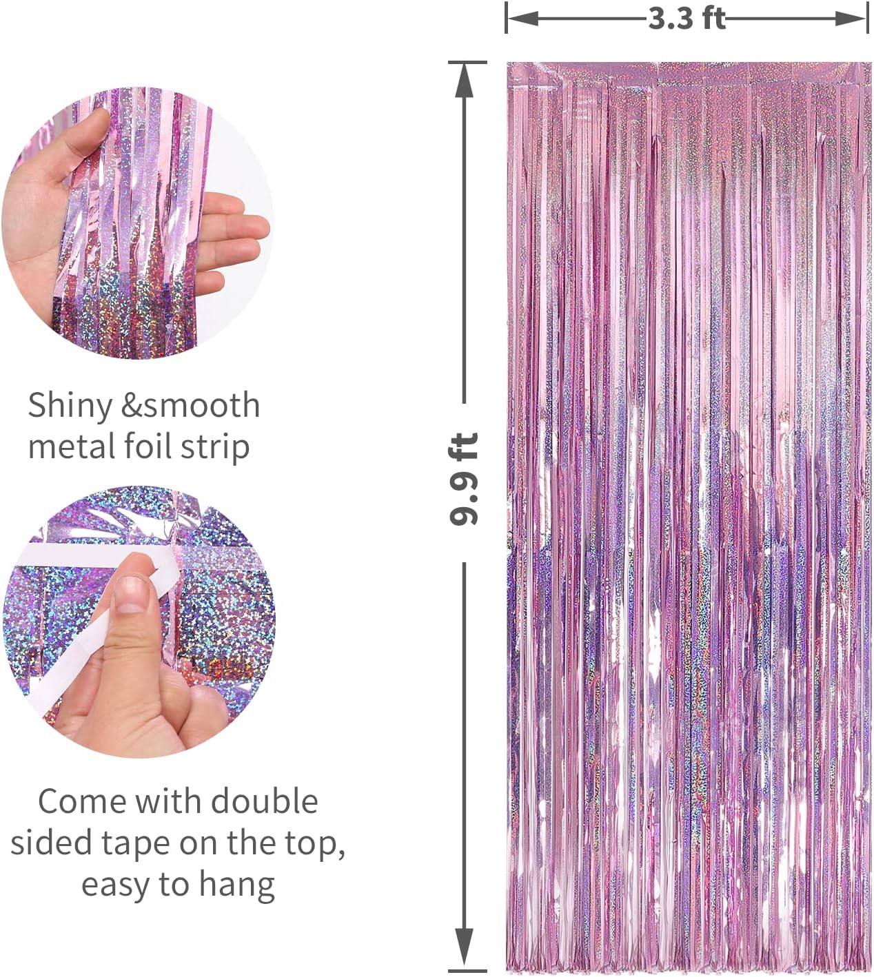 Detalle de Crosize 7 Pack Laser Pink Foil Fringe Backdrop Curtains