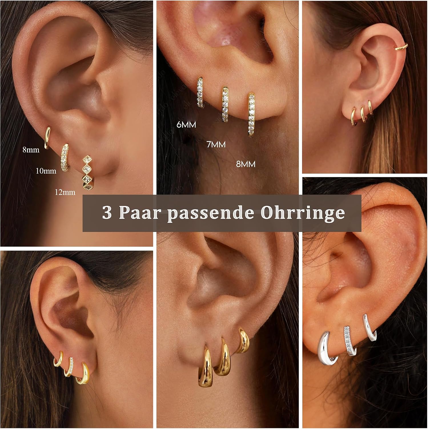 Detalle de AVOTTO 925 Ohrringe Set 3 Paar