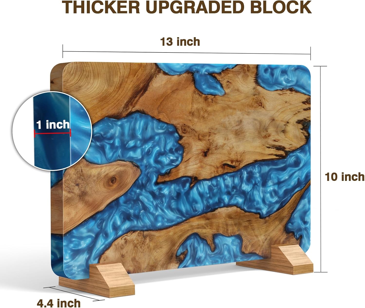 Detalle de HOSHANHO Resin Magnetic Knife Block: Double-Sided, Thick Acacia Wood Organizer