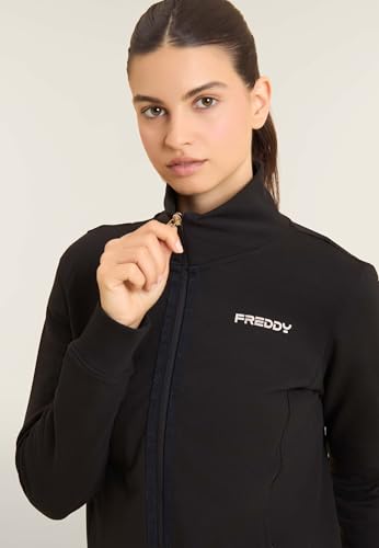 Thumbnail 3 de FREDDY Felpa da Donna Zip e Collo Alto con Logo Minimal — Nero, Extra Small