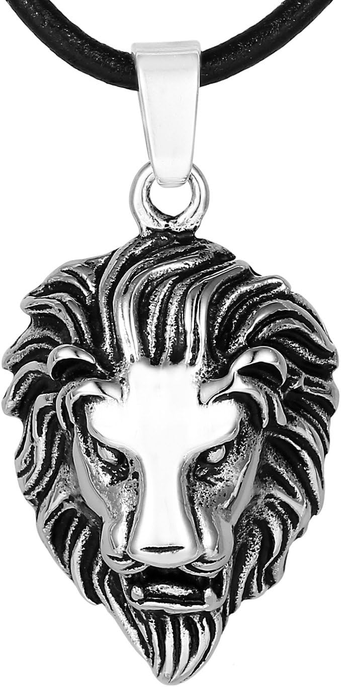 Thumbnail 6 de DonDon Collana da Uomo in Cuoio Pelle 50 cm con Pendente in Acciaio Inossidabile – Modelli Diversi