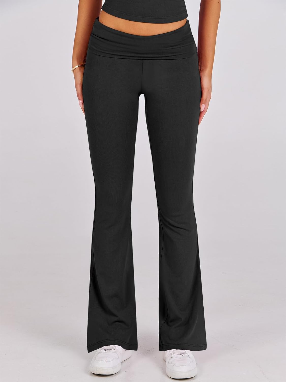 Thumbnail 5 de ANRABESS Women’s 2-Piece Lounge Set: Foldover Yoga Flare Leggings + Crop Top