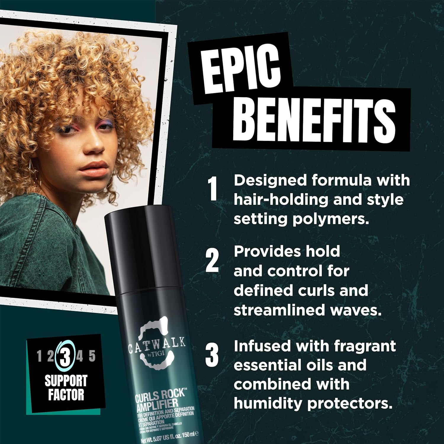 Detalle de TIGI Catwalk by TIGI Curls Rock Amplifier Creme – definierende Stylingcreme für gelocktes Haar, 150 ml