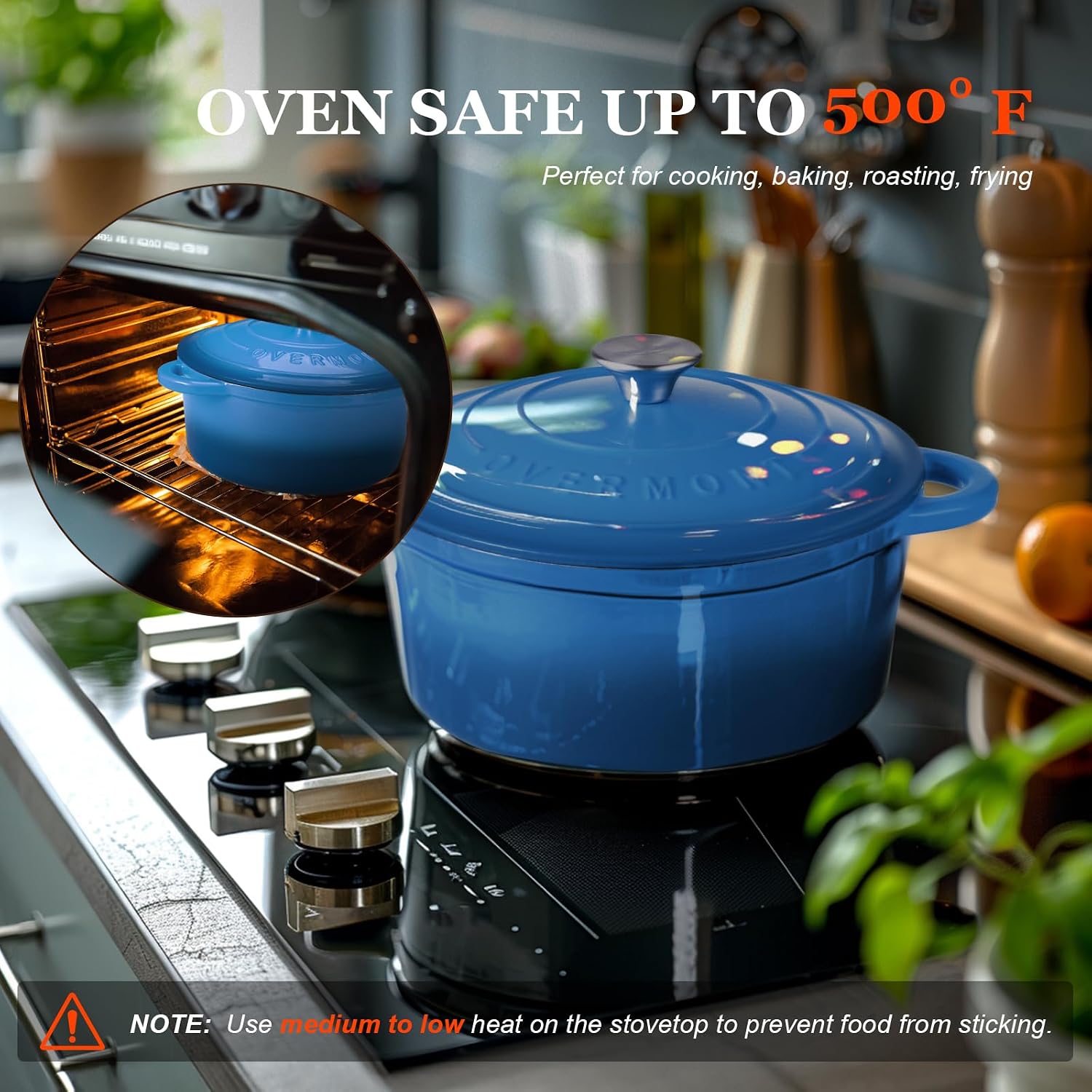 Thumbnail 4 de Overmont Enameled Cast Iron Dutch Oven 7QT 🍲