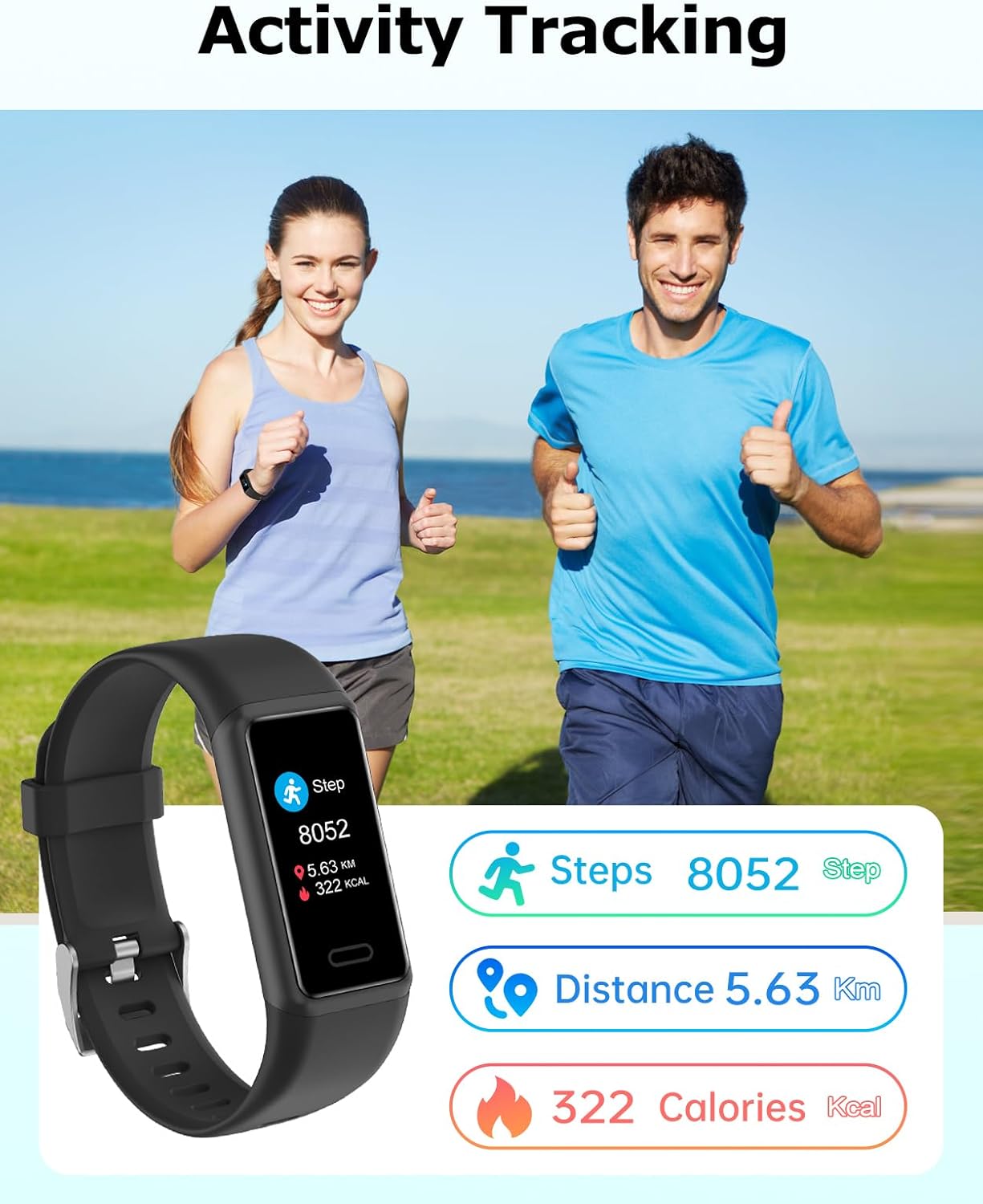 Thumbnail 3 de Cloudpoem fitness watch with heart rate, sleep monitor, step & calorie tracking (IP68) with call/message notifications