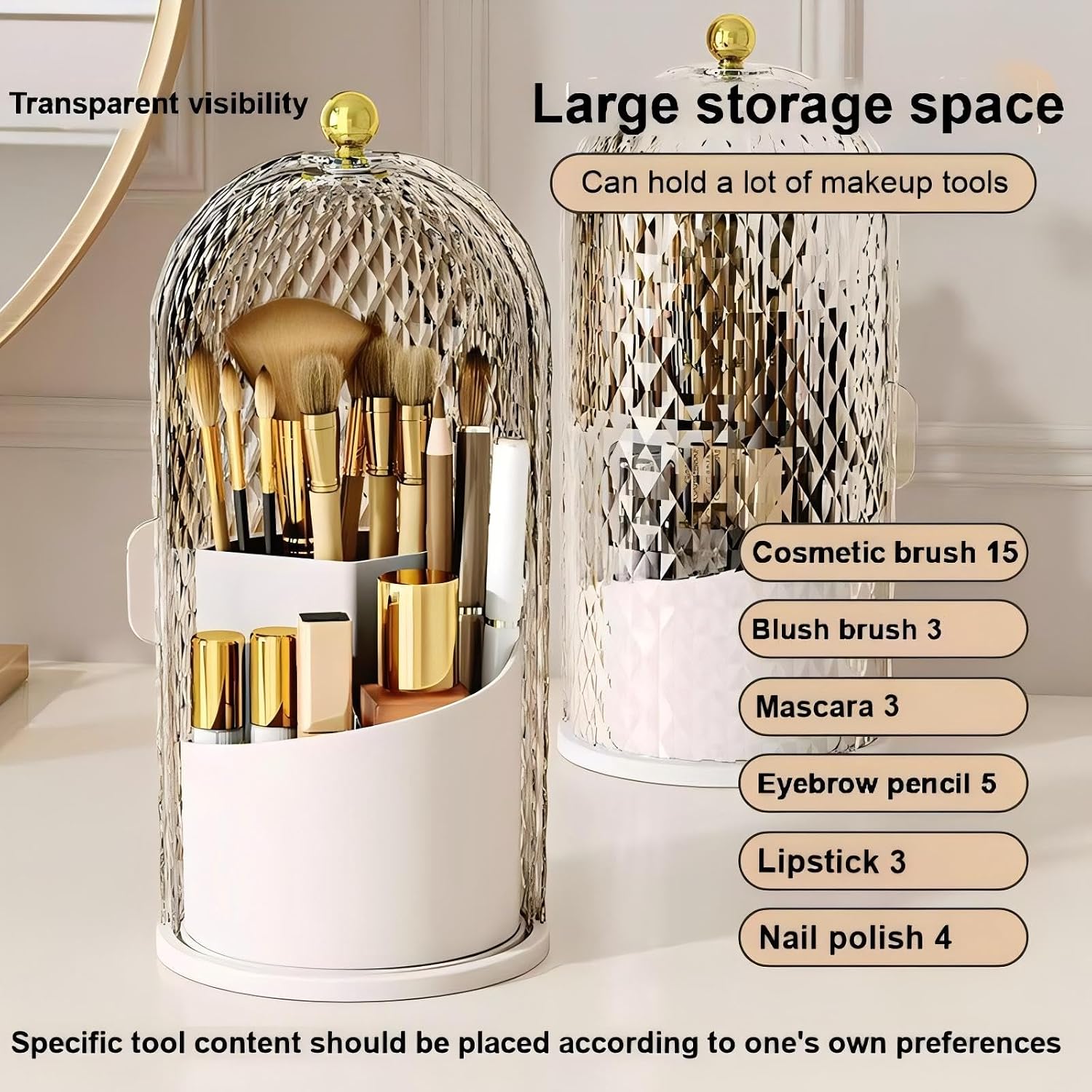 Thumbnail 3 de RONGZHIERK Makeup Brush Holder 360° Rotating