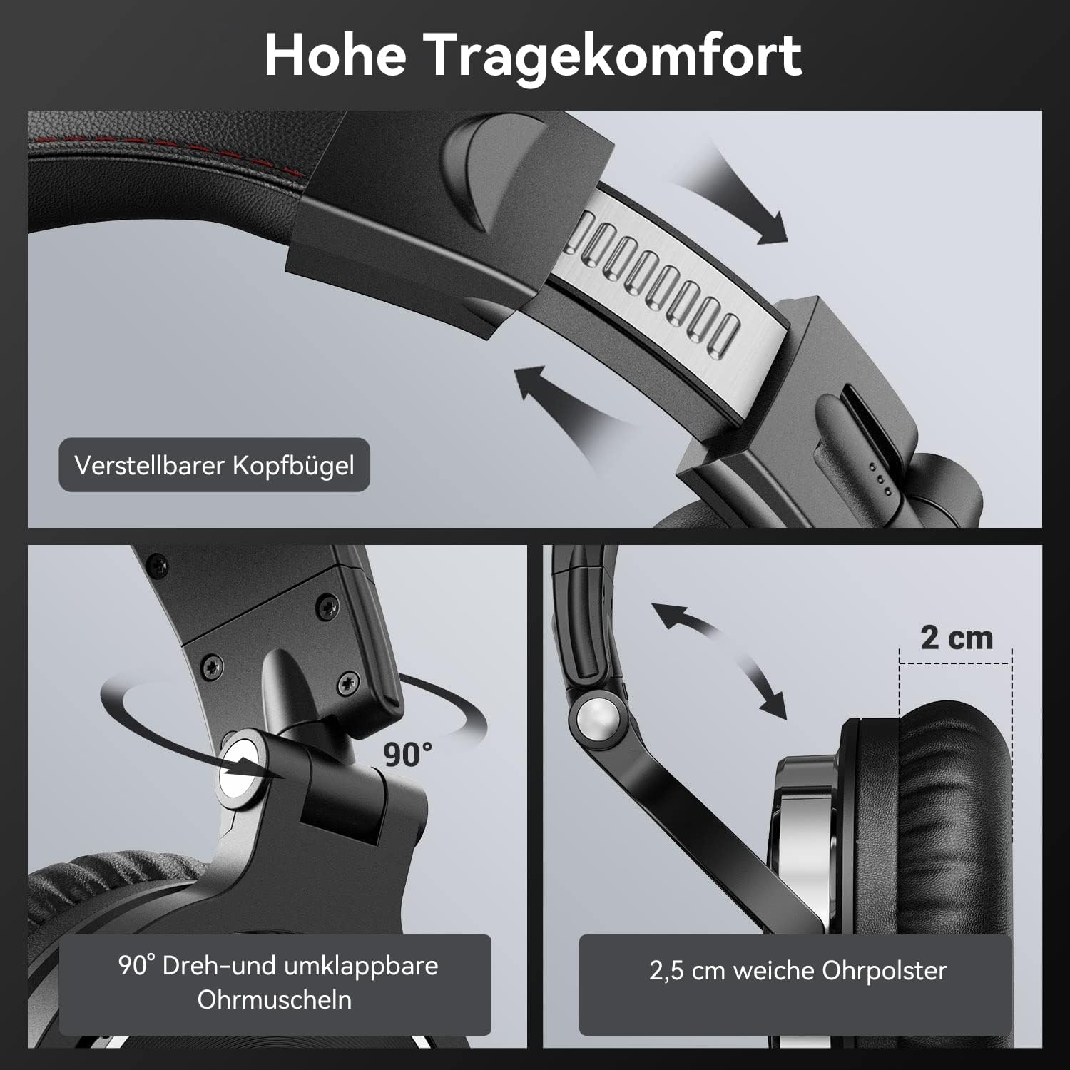 Thumbnail 6 de OneOdio Pro-10 Over-Ear Kopfhörer – Kabelgebundene DJ-Kopfhörer mit 50 mm Treibern