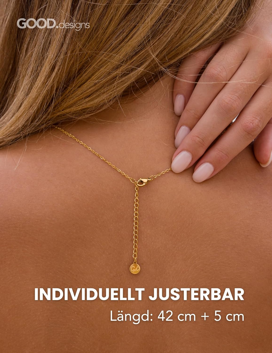 Thumbnail 3 de Bokstavshalsband med hjärtberlock i 316L-stål, 18K guldpläterat, 42–47 cm