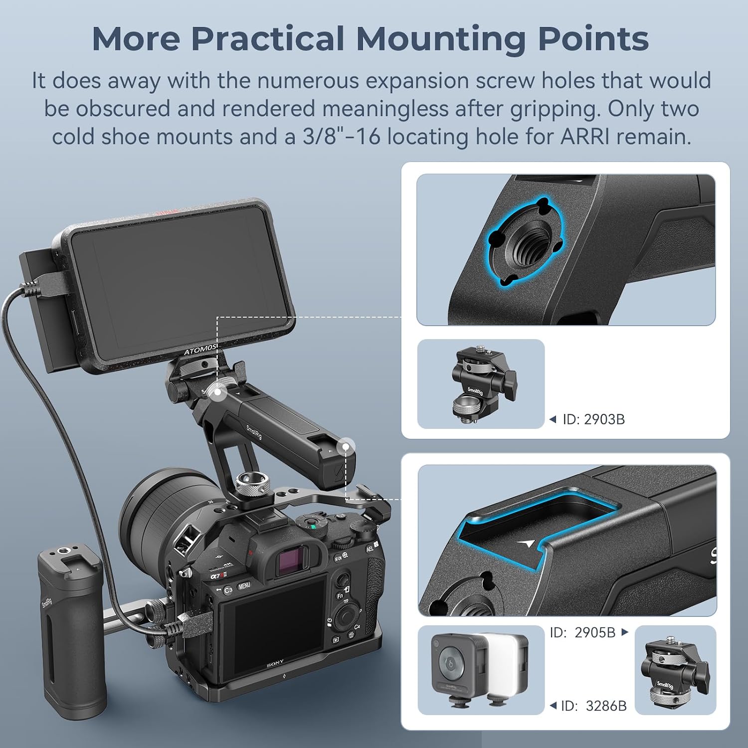 Thumbnail 5 de SmallRig Lightweight Top Handle with ARRI Locating Pins (Model 4757) – 113g