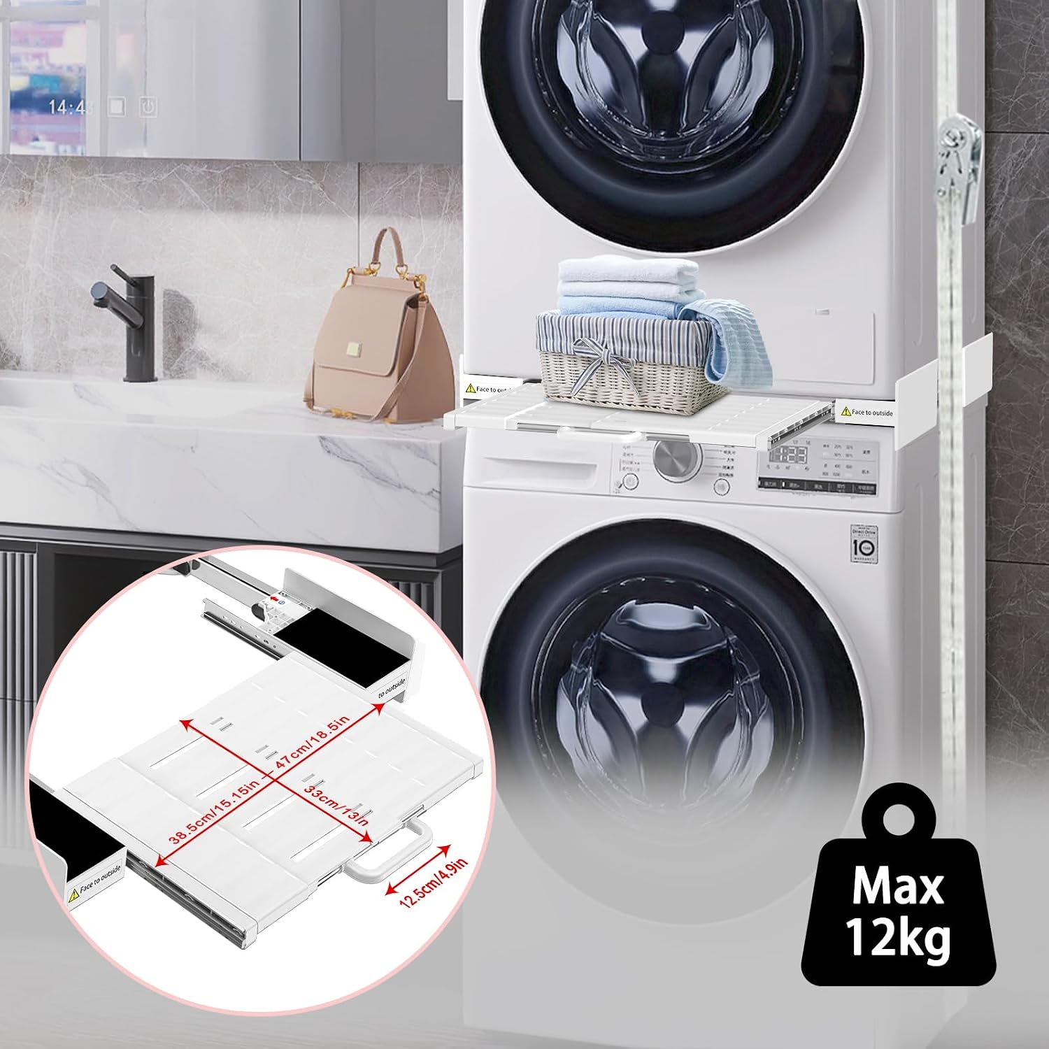 Thumbnail 4 de NIUXX Kit di accatastamento per lavatrice 53–68 cm