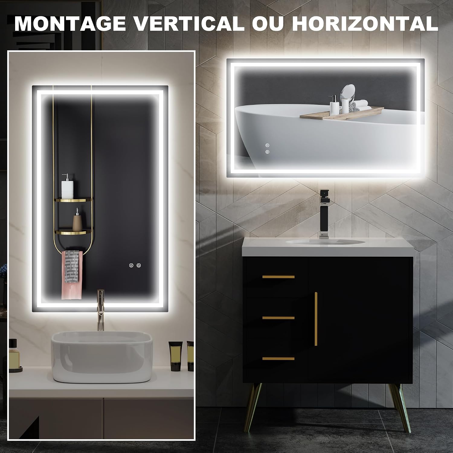 Thumbnail 5 de HOMCOM Miroir LED 100 x 60 cm