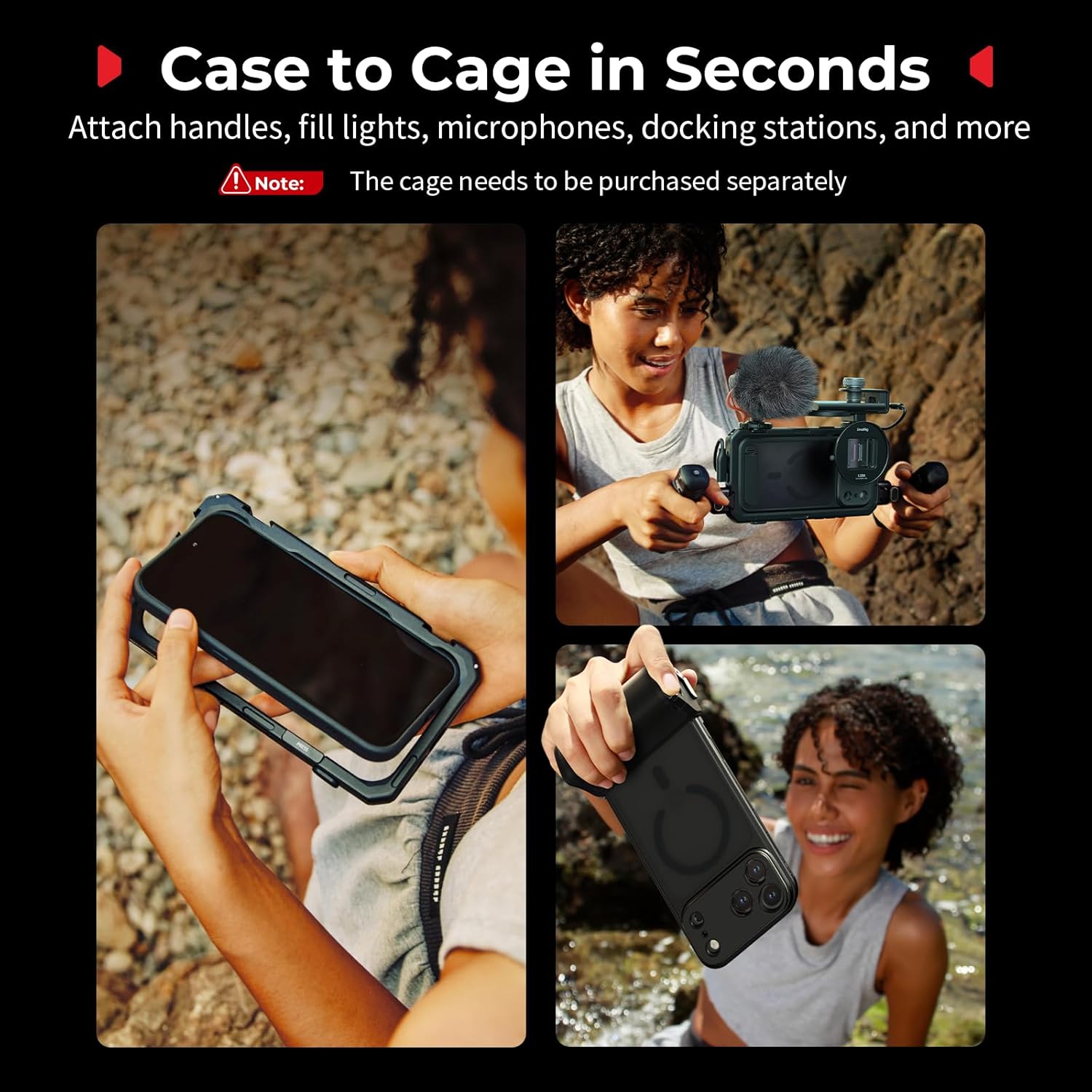 Detalle 2 de SMALLRIG Kit de Coques FilMov pour iPhone 17 Pro — coque magnétique, béquille réglable et plaque d’objectif