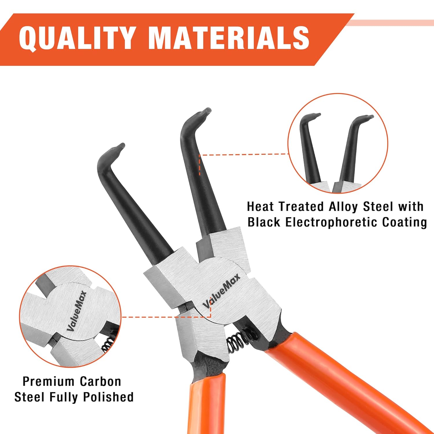 Thumbnail 1 de ValueMax 180mm Circlip Pliers Set – 4‑Piece Internal & External Snap Ring Pliers in Zip Case