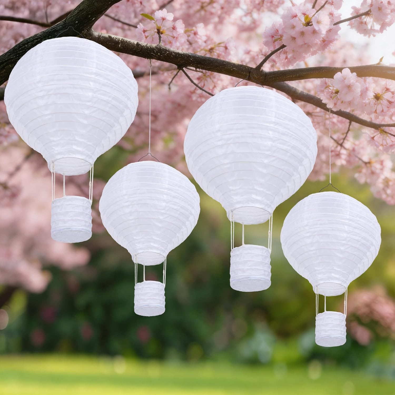 Detalle de Qedertek Solarlampen für außen – hängende Lampions im 4er-Set (30 cm) mit flackernder LED „Flamme“