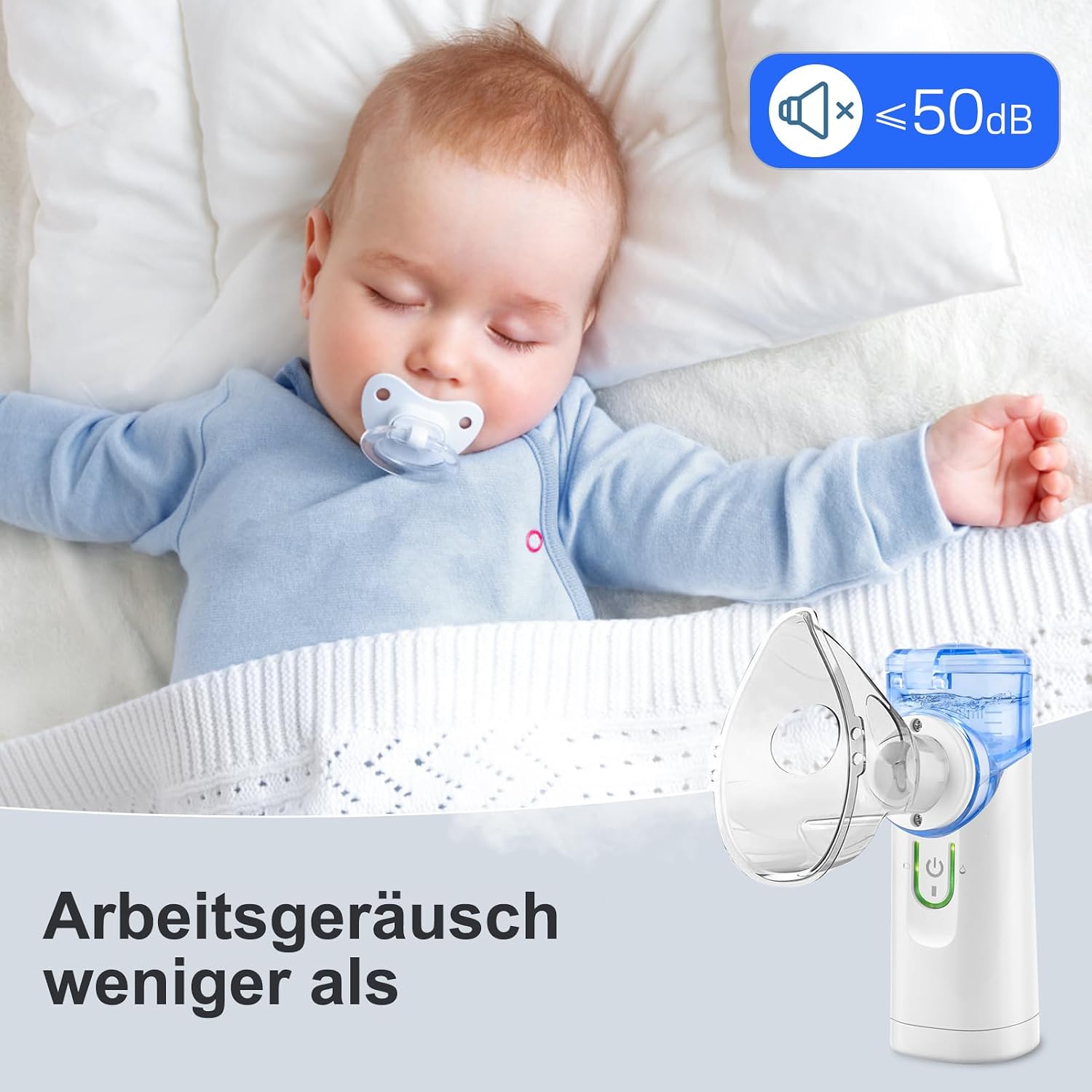 Detalle de Inhalator tragbarer Vernebler mit USB-C – leiser, effizient und kinderfreundlich