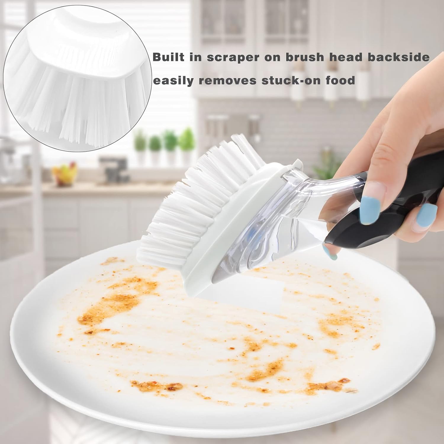 Detalle de Brush Refills for OXO Dish Brush - 4 Pack Dish Brush Cleaning Soap Dispensing Head Replacement for Scrubber (White)