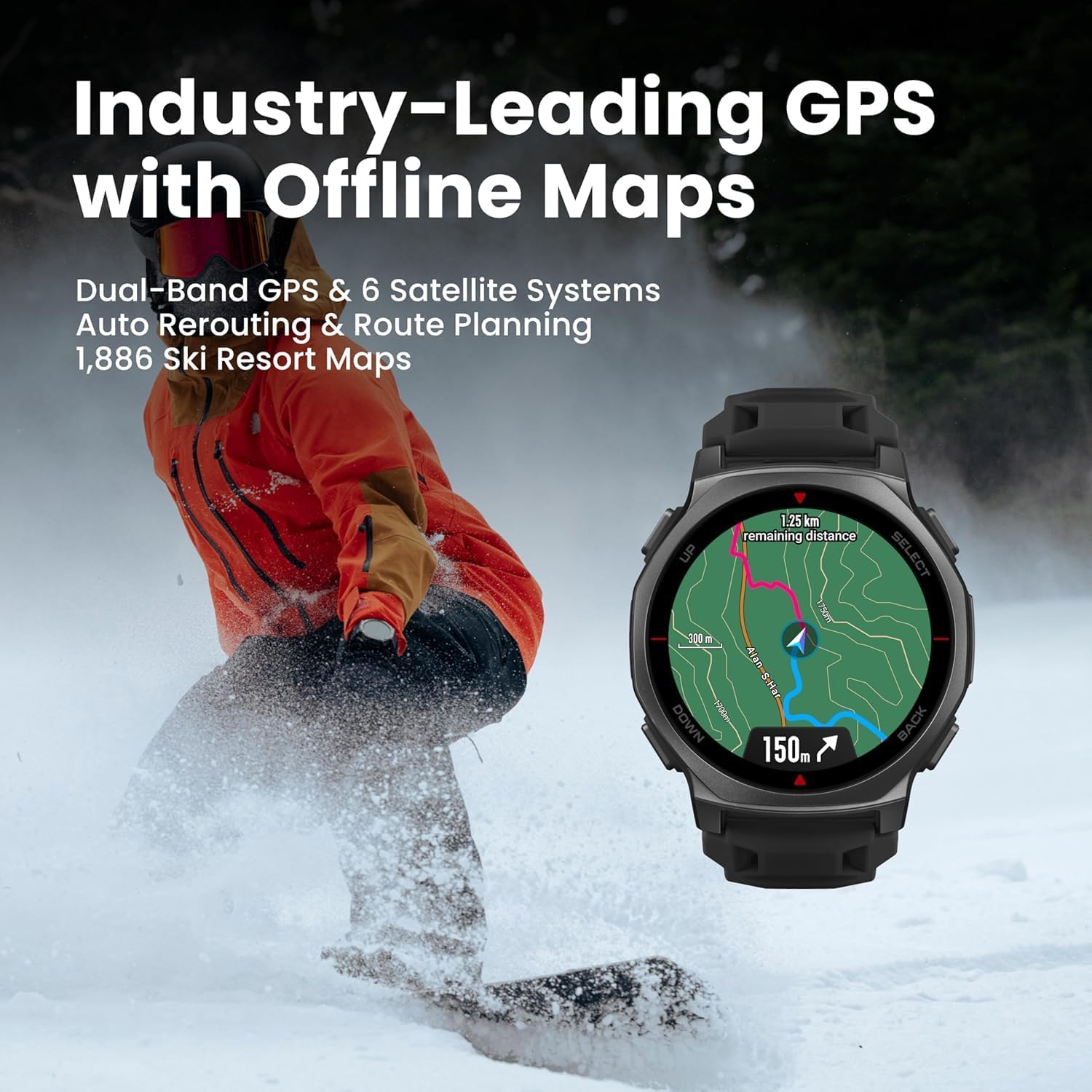 Detalle de Amazfit T-Rex 3 Pro Outdoor Smart Watch 44mm: Rugged Aura with Sapphire Glass and Dual-Band GPS