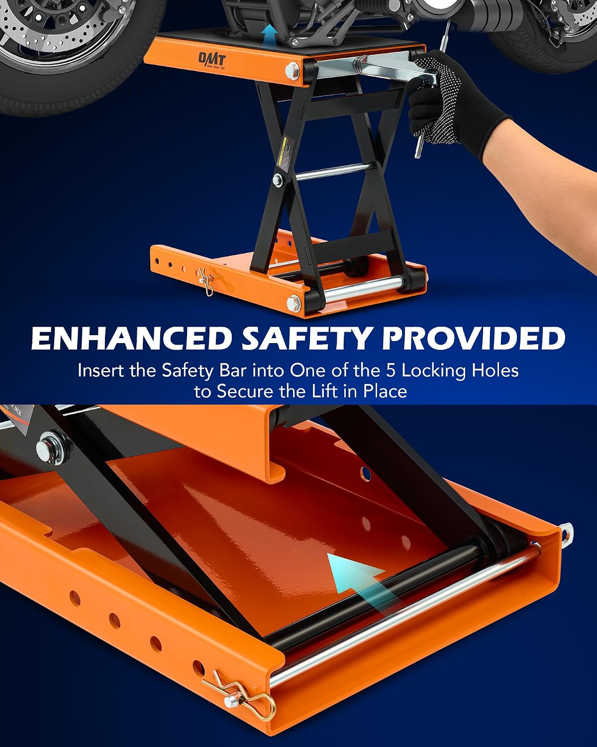Detalle de Orion Motor Tech Motorcycle Lift (1100lb) Scissor Jack with Wide Deck