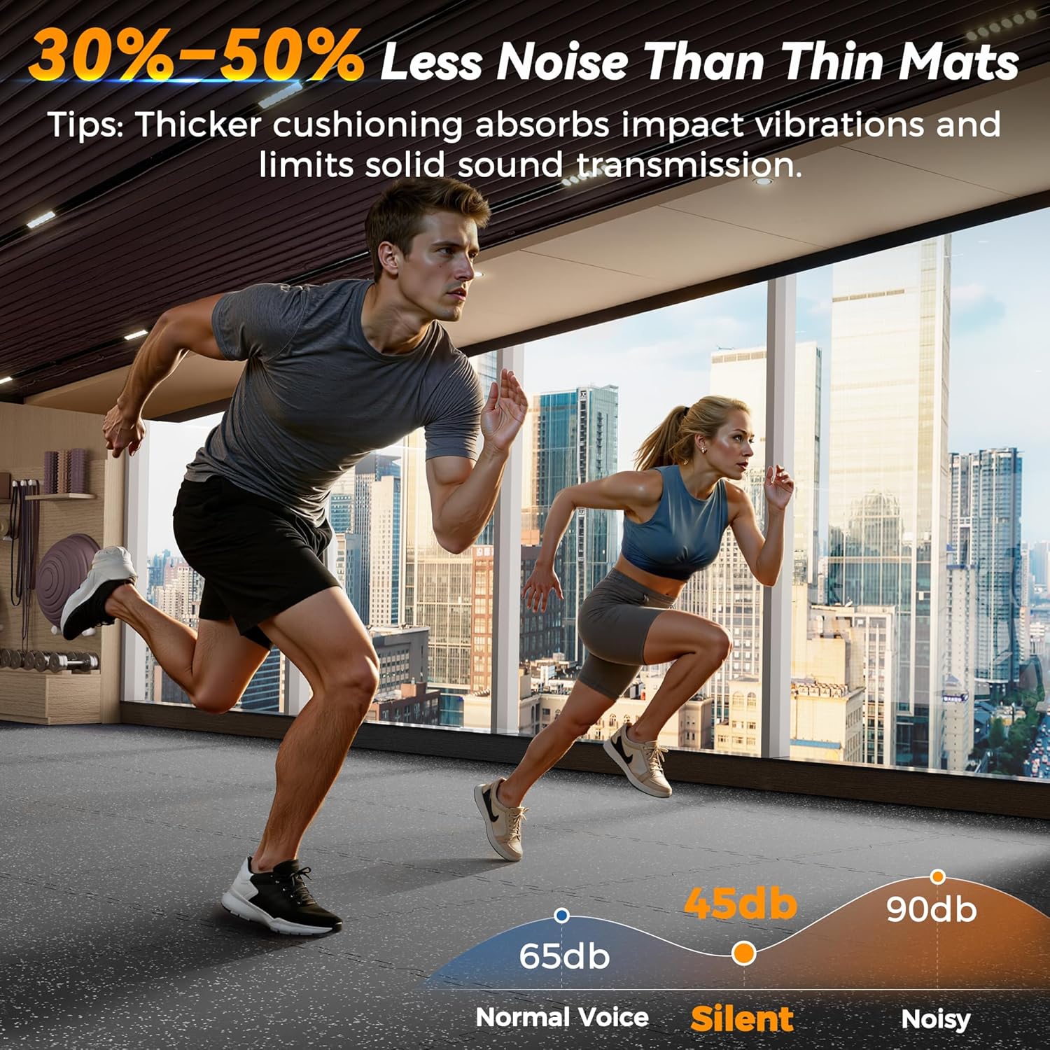 Thumbnail 6 de SUPERJARE 1" Extra-Thick Rubber Top Exercise Mat