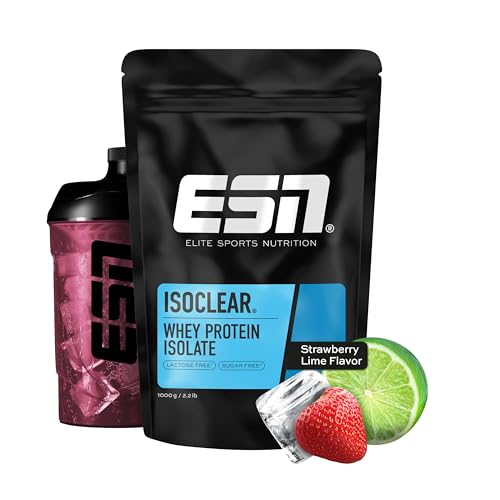 Detalle de ESN ISOCLEAR Whey Isolate Fragola e lime 1000 g – proteine chiare, gusto fruttato