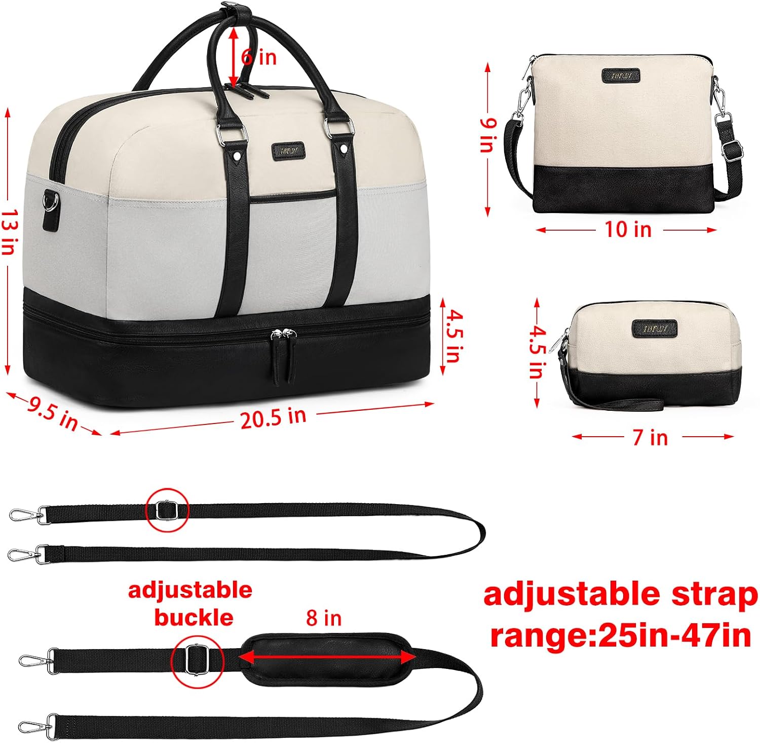 Detalle 2 de IBFUN Travel Duffel Bag, Canvas